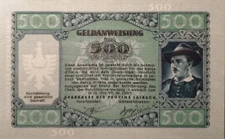 Slovenia 500 Lira, 1944 reverse