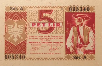 Slovenia 5 Lira, 1944 image