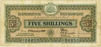 Solomon Islands 5 Shillings, 1926 image