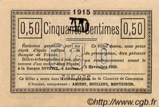 Somme, Department of 50 Centimes, 1915 reverse