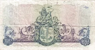 South Africa 100 Pounds, 1952 reverse