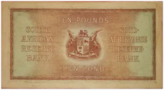 South Africa 10 Pounds, 1943 reverse