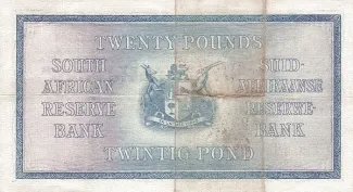 South Africa 20 Pounds, 1928-1933 reverse