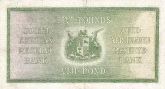 South Africa 5 Pounds, 1928 reverse