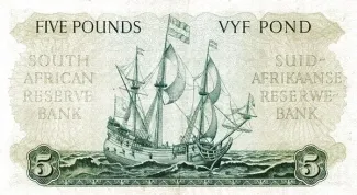 South Africa 5 Pounds, 1948-1949 reverse