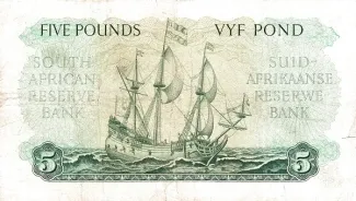 South Africa 5 Pounds, 1950-1959 reverse