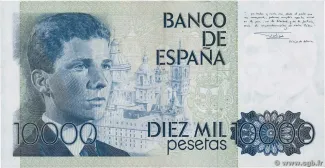 Spain 10.000 Pesetas - Juan Carlos I, 1985 reverse