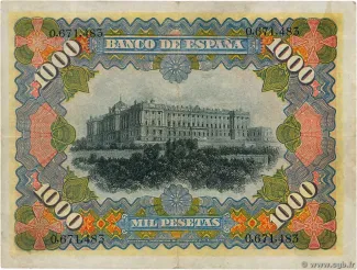Spain 1.000 Pesetas, 1907 reverse