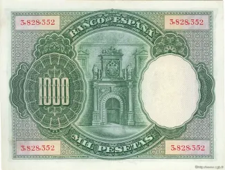 Spain 1.000 Pesetas, 1925 reverse