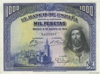 Spain 1.000 Pesetas, 1928 obverse
