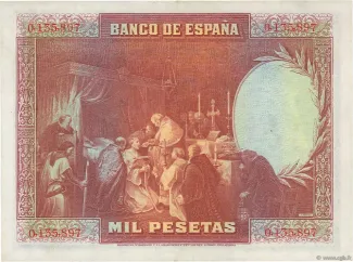 Spain 1.000 Pesetas, 1928 reverse