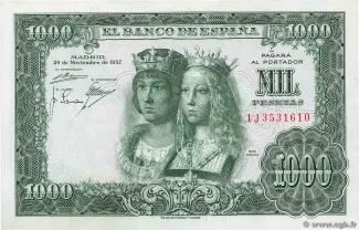 Spain 1.000 Pesetas, 1957 obverse