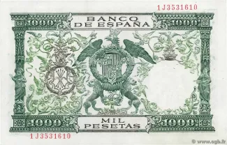 Spain 1.000 Pesetas, 1957 reverse
