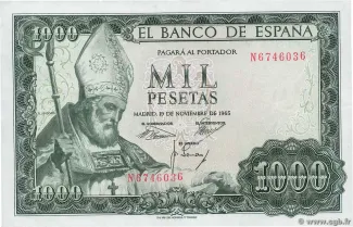 Spain 1.000 Pesetas, 1965 obverse