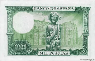Spain 1.000 Pesetas, 1965 reverse