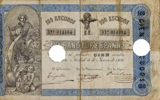 Spain 100 Escudos, 1868 obverse