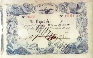 Spain 100 Escudos, 1869 obverse