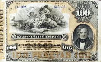 Spain 100 Pesetas, 1884 obverse