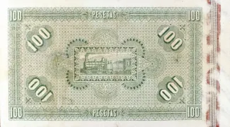Spain 100 Pesetas, 1884 reverse