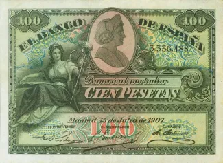 Spain 100 Pesetas, 1907-1931 obverse