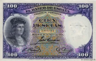 Spain 100 Pesetas, 1931 obverse