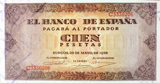 Spain 100 Pesetas, 1938 obverse