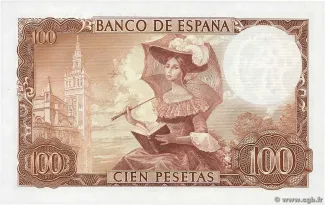 Spain 100 Pesetas, 1965 reverse