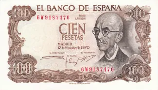Spain 100 Pesetas, 1970 obverse
