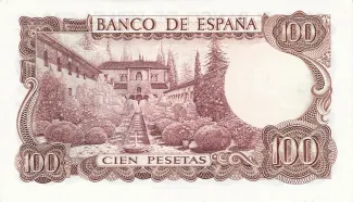 Spain 100 Pesetas, 1970 reverse