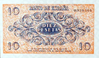 Spain 10 Pesetas, 1936 reverse