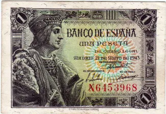 Spain 1 Peseta, 1943 obverse