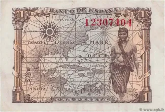 Spain 1 Peseta, 1945 reverse