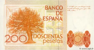 Spain 200 Pesetas, 1980 reverse