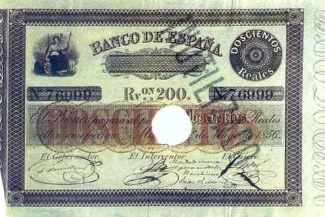 Spain 200 Reales de Vellón, 1856 obverse
