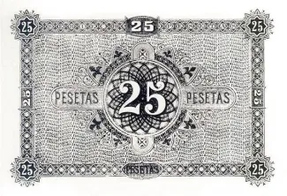Spain 25 Pesetas, 1874 reverse