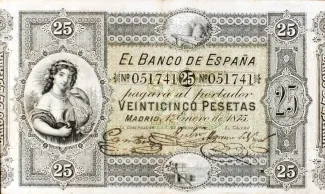Spain 25 Pesetas, 1875 obverse