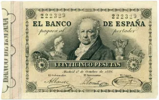 Spain 25 Pesetas, 1886 obverse