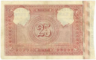 Spain 25 Pesetas, 1886 reverse