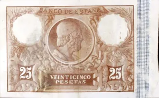 Spain 25 Pesetas, 1889 reverse