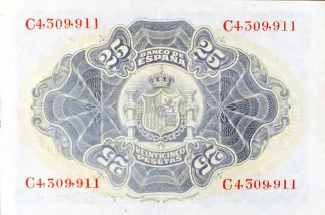 Spain 25 Pesetas, 1906 reverse