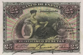 Spain 25 Pesetas, 1907 obverse