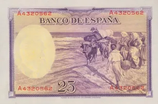 Spain 25 Pesetas, 1936 reverse