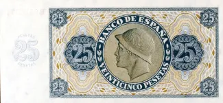 Spain 25 Pesetas, 1936 reverse
