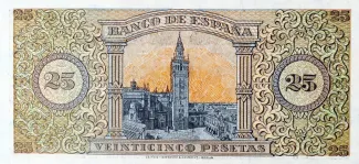 Spain 25 Pesetas, 1938 reverse