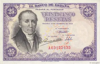 Spain 25 Pesetas, 1946 obverse