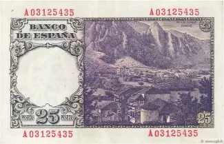 Spain 25 Pesetas, 1946 reverse