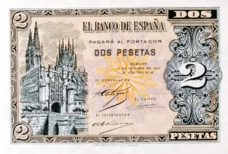 Spain 2 Pesetas, 1937 obverse