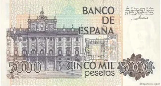 Spain 5.000 Pesetas - Juan Carlos I, 1979 reverse