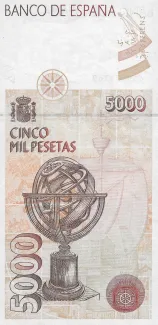 Spain 5.000 Pesetas, 1992 reverse