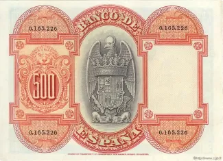 Spain 500 Pesetas, 1927 reverse